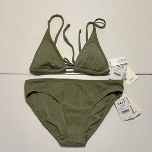 Roxy Olive Green Textured Bikini Set NWT size medium